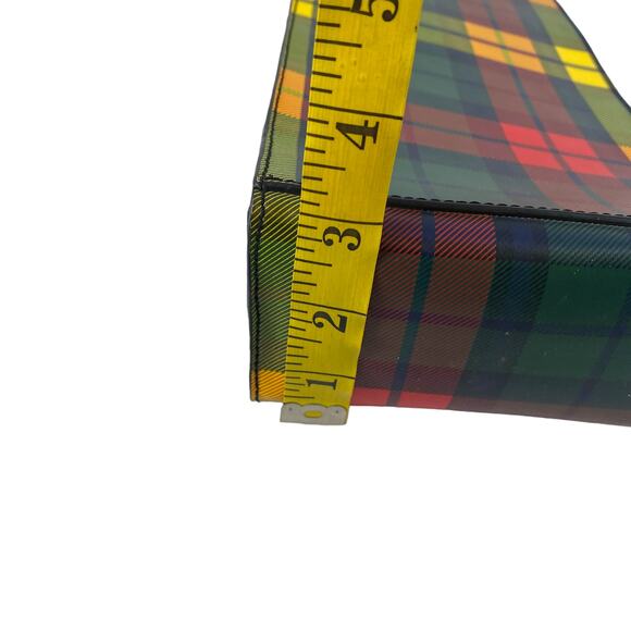 BAEKGAARD Wine Carrier Tote Bag Caddy with Magnetic Handle Plaid Holiday - Picture 6 of 8